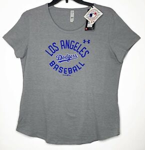 Under Armour Womens XL Los Angeles Dodgers Baseball MLB Grey Shirt Heat Gear NWT