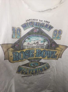 Michigan Wolverines Vintage 1992 Rose Bowl Single Stitch T-Shirt - Fits Large - Picture 1 of 7