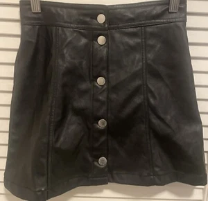 H&M Black Faux Leather Mini Skirt Youth Girls Size 12 - Picture 1 of 5