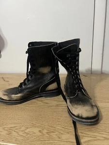 Girl With Dragon Tattoo H&M Combat Boots Distressed Leather Size 8 Summerville - Picture 1 of 5