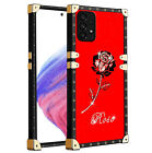 Square Bling Rose Phone Case For Samsung OPPO Huawei LG Google Xiaomi iPhone 