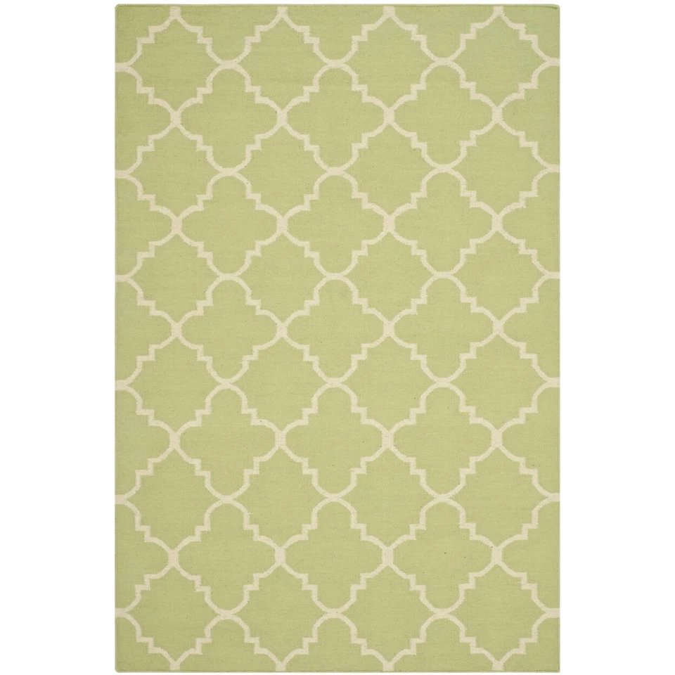 SAFAVIEH Dhurries DHU554A Light Green / Ivory Rug - Image 1 of 4