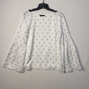 Banana Republic Top Blouse Womens SMALL Pearl Print Bell Sleeve Lined NEW - Picture 1 of 8