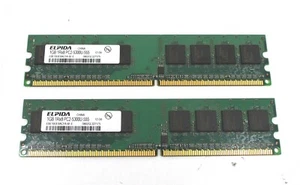 2GB - Lot of 2 ELPIDA EBE10UE8ACFA-6E-E 1GB DDR2 667MHz PC2-3500 Memory - Picture 1 of 4