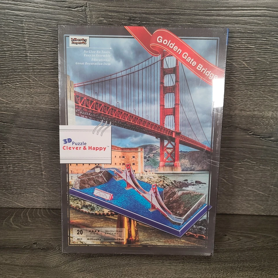 Golden Gate Bridge 3D Puzzle Clever & Happy 20 Pieces No Glue No Tools Needed - Image 1 of 4