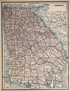 Antique MAP Engraving 1893 AMERICA USA STATE “GEORGIA” - Picture 1 of 4