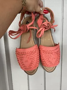 sandals women US 8 Pink/Coral , Gladiator- Authentic Huaraches,open Toe Tie Up - Picture 1 of 5