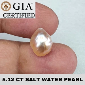 GIA CERTIFIED RARE 5.12 Ct NATURAL SALT WATER PEARL~SEE VIDEO - Picture 1 of 7