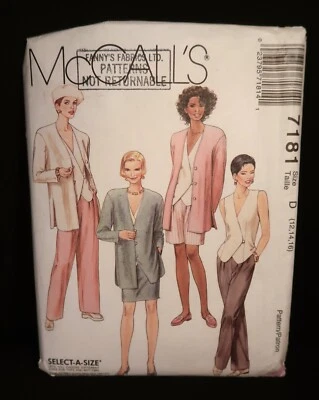 McCall's 7181 Misses Cardigan-Vest-Skirt-Pants-Shorts 1994 Pattern 12-16 Uncut - Image 1 of 2