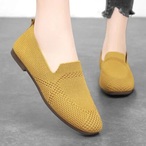 Damen Ballett flache Strickschuhe Damen wandern weich Slipper Netz rutschfest gestrickt - Bild 1 von 42