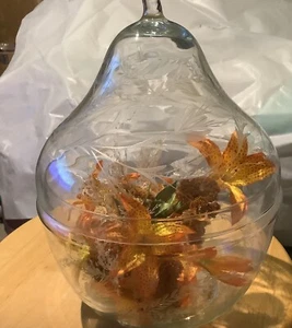 Vintage Retro MCM Lg Ätzglas Trockenblumen Terrarium sehr hübsch! (LESEN) - Bild 1 von 7