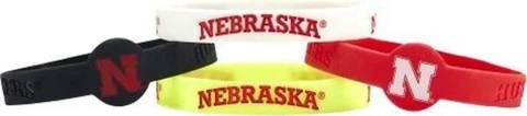 Nebraska Cornhuskers Silicone Bracelets 4 Pack Thin [NEW] NCAA Jewelry Bracelet Cover