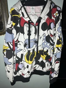 Disney Store Mickie Minnie Mouse Hoodie Women 4XL Grey Full Zip - Picture 1 of 3