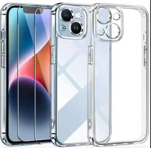 Clear Case für iPhone 14 Pro mit 2x Displayschutzfolie Stoßfest Silikon Cover - Bild 1 von 5