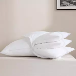 Adjustable Pillow 3 Layer Goose Feather Pillows Queen Size 100% Cotton,Bed Pillo - Picture 1 of 5