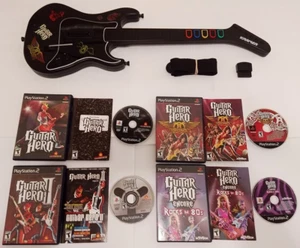 Guitar Hero 2 3 Wireless Kramer Controller & Dongle Bundle Lot PlayStation 2 PS2 - Picture 1 of 10