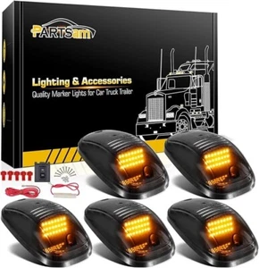 Partsam 5X Amber 24 LED Smoke Cab Roof Running Top Marker Lights - Picture 1 of 7