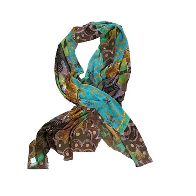 Bufanda rectangular de gasa con estampado floral abstracto verde azulado colorido Nordstrom  Foto 1 de 4