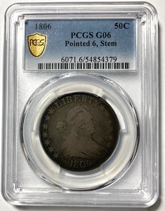 1806 Draped Bust Half Dollar Pointed 6 Stem PCGS G06 - Picture 1 of 4