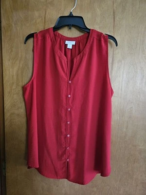 Camiseta sin mangas roja sin mangas con botones LIZ CLAIBORNE excelente talla XL Foto 1 de 2