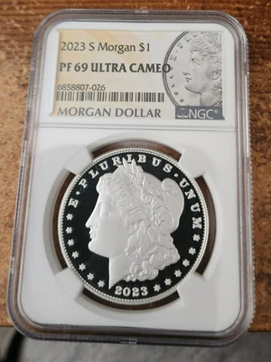 2023 s proof Morgan Silver Dollar NGC PF 69 Ultra Cameo - Image 1 of 2