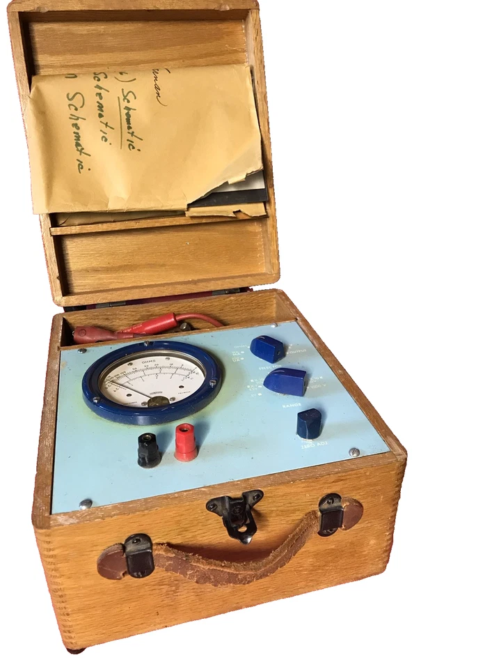 Tubo de vacío Knight VTVM medidor de voltios/ohmios de colección con manual/cables/más/bonito estuche de madera Foto 1 de 4