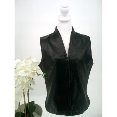Chaqueta Chaleco De Colección MixIt Para Mujer Talla 12 Cuero Negro Cremallera Completa Clásica Forrada Y2K Foto 1 de 4