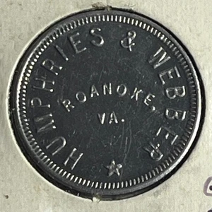 Gettone Humphries&Webber Roanoke Virginia. Buono per un bicchiere di soda da 5 centesimi. raro - Foto 1 di 3