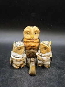 Antique Contra + Boehme Owl Condiment Set Salt Pepper Mustard Pot Germany  - Picture 1 of 12