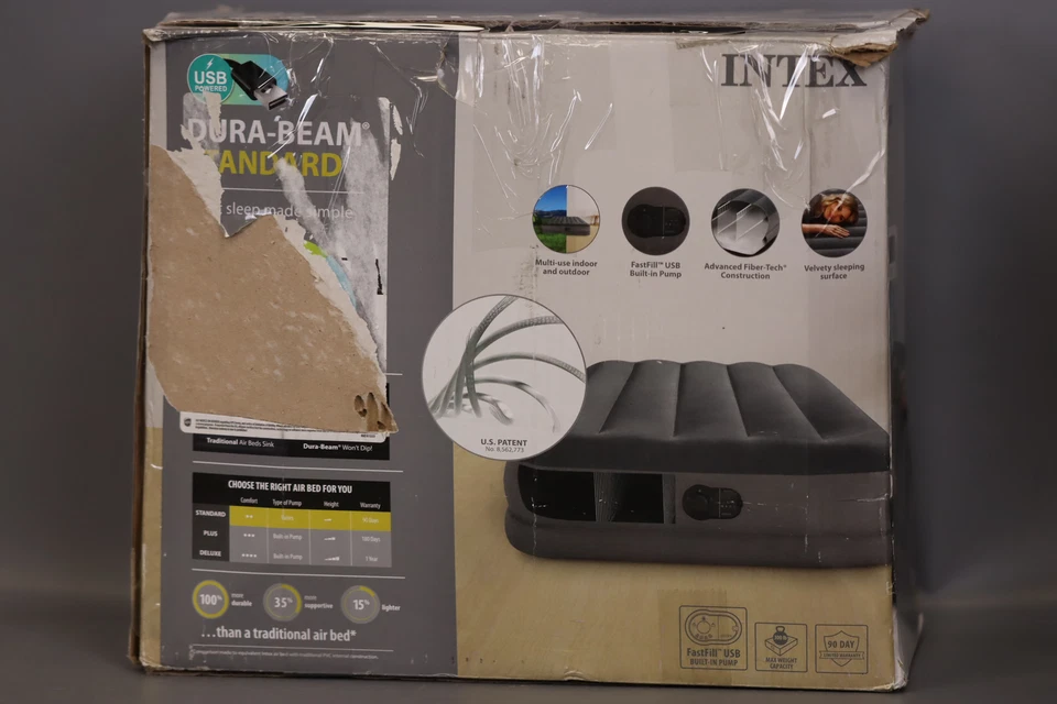 Intex Dura-Beam Prestige 12 -- Colchón de aire doble con bomba eléctrica USB incorporada Foto 1 de 4