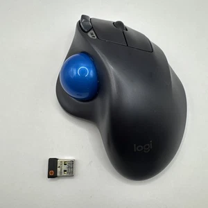 Logitech M570 Ergonomic Wireless Trackball Mouse With USB Dongle Office Home - Afbeelding 1 van 7