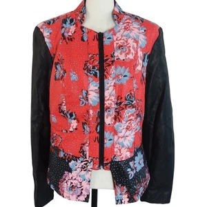 Chaqueta de Moto GILI Got It Love It Floral Roja Negra Talla 10 Damas Informal Cuero Sintético - Imagen 1 de 17