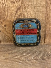 Vintage Aged WORN Small Antique Carter's Ideal Typewriter Ribbon Case Tin Rare