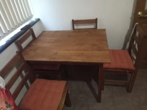 Square Dinner Table And 4 Chairs with 3 Cushions - Picture 1 of 7