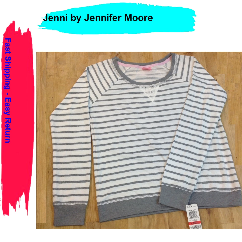Top de pijama Jenni by Jennifer Moore a rayas marfil para mujer, talla XS Foto 1 de 1