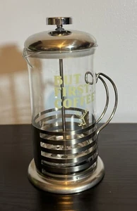 Glass Coffee/Tea French Press Stainless Steel BUT FIRST COFFEE - Picture 1 of 5