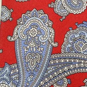 DANIEL CREMIEUX SIGNATURE Men's Red Blue PAISLEY 100% Silk 7-FOLD Tie Italy NWT - Picture 1 of 8