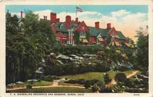 Postcard F A Sieberling Residence & Gardens Akron Ohio OH WB - Picture 1 of 2