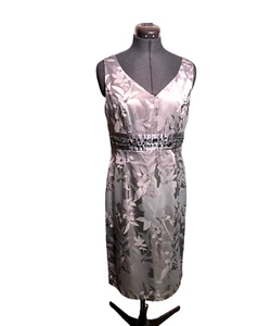 Kaliko Dress Women Medium Pencil Sheath Silver Embellished Gems Size 12 - Picture 1 of 15