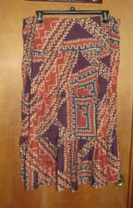 Ladies "Chaps" Size 1X, Multi Color, Aztec Design Maxi Skirt  - Picture 1 of 4