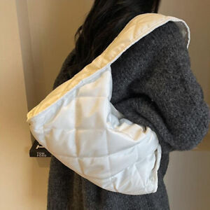 Women's Cotton Cushion Armrest Bag Solid Color Zipper Large Capacity Handbag G❤D