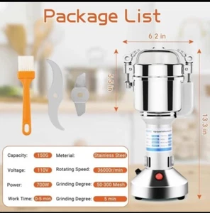 Electric Grain Mill Grinder High Speed Stainless Steel Pulverizer Mill Grindi... - Picture 1 of 7