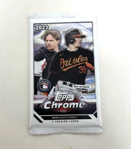 2023 Topps Chrome Baseball 1 Pack Factory Sealed 5 Trading Cards MLB - Picture 1 of 2