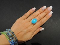 Cute Vintage Sterling Silver 925 Ring Women Jewelry Natural Gemstone Turquoise