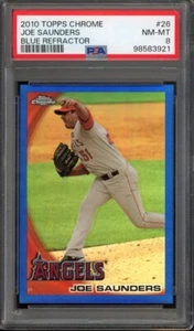 2010 Topps Chrome Joe Saunders #26 Blue Refractor /199 Angels PSA 8 - Bild 1 von 2