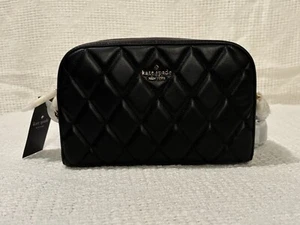 Kate Spade Black Mini Camera Smooth Quilted Leather Crossbody Carey Bag KG425 - Picture 1 of 5