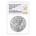 2024 (W) 1 oz Silver American Eagle Ngc Ms 70 Er West Point