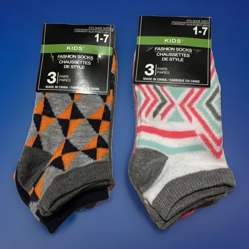 Носки для девочек и мальчиков низкого покроя носки размер 1-7 (2 упаковки) многоцветный 3 в упаковке - Изображение 1 из 4
