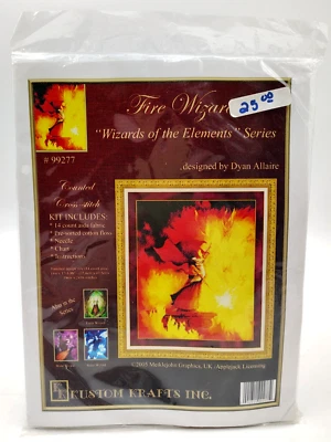 NUEVO Kit de punto de cruz contado Kustom Krafts FIRE WIZARD 99277 ¡RARO! Hechicero Foto 1 de 4