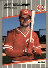 1989 Fleer Glossy Cincinnati Reds Baseball Card #173 Jeff Treadway
